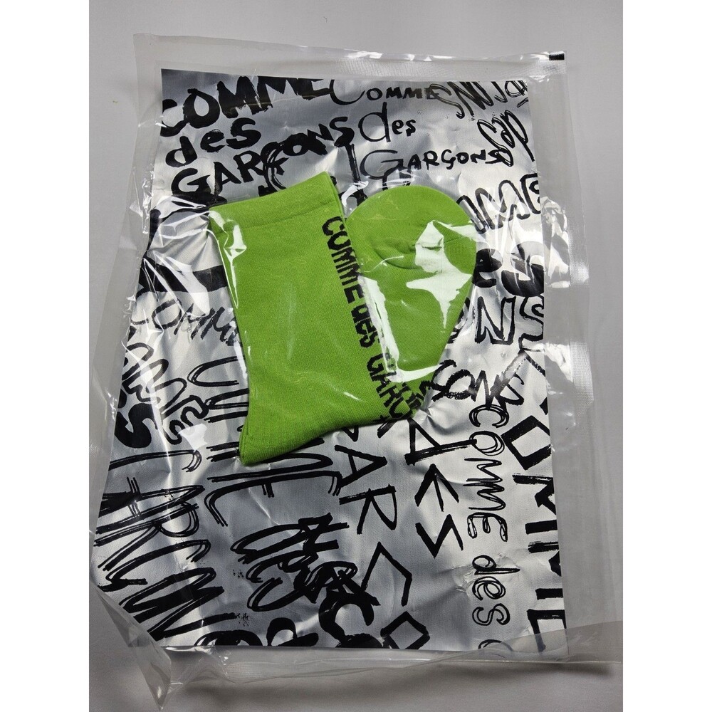 Comme des Garcons Logo Bright Green Socks Japan Size S